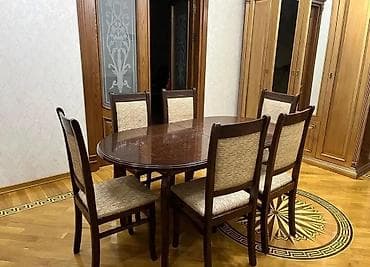 Qonaq otağı üçün, İşlənmiş, Açılan, Oval masa, 6 stul — 1
