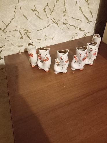 Дом и сад: Porcelan balıq formalı likyor/araq dəsti - Komplekt: 1 böyük qrafin — 4
