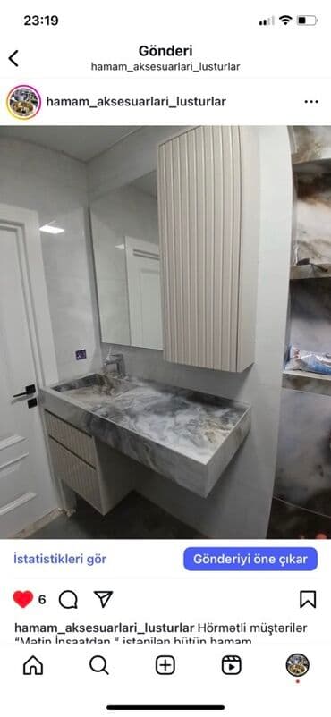 moydadır sederek: Bu dəbli vanna otağı dəsti, müasir dizaynı ilə seçilir. Dəstə güzgülü — 14