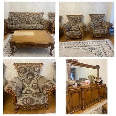vitrin mebel sifarişi: Qonaq desti Temiz taxtadan Divan 2 kreslo jurnalni masa və kamot — 1