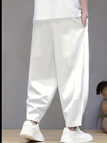 samsung galaxy saat: Ağ rəngli kişilər üçün geniş kəsimli şalvar - Model: geniş və rahat — 2