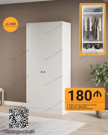 2 mərtəbəli carpayı: Açılan, 2 qapılı Düz dolab, Qarderob, paltar dolabı — 1