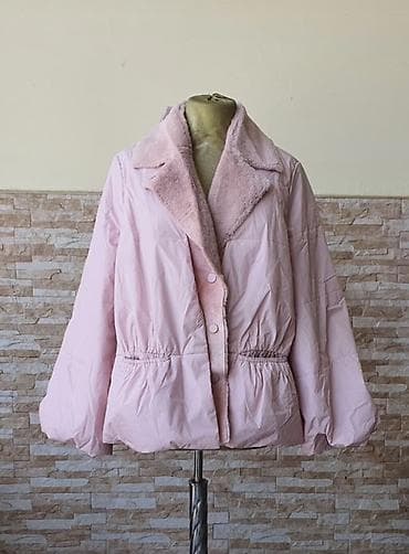 gence geyim: Şirin pudra-çəhrayı qadın qış gödəkçəsi - Model: qısa, oversize kəsim — 1