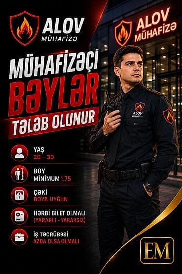 veten n muhafize xidmeti: " TƏCİLİ MÜHAFİZƏÇİ" BƏYLƏR TƏLƏB OLUNUR. İş qrafikləri: • 1 gün iş / — 1