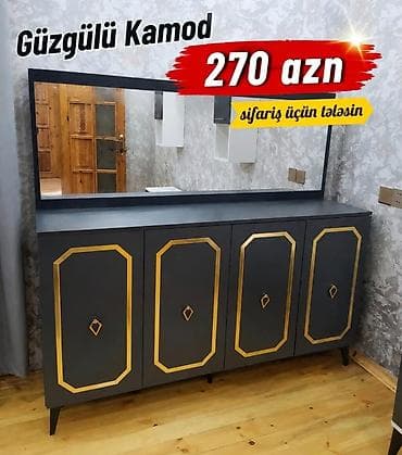 Güzgülü kamod – 270 AZN - Model: dörd qapılı kamod böyük divar