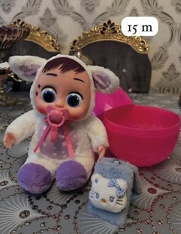 Oyuncaq kukla seti - Şirin körpə kukla: iri gözlü, ağ quzu