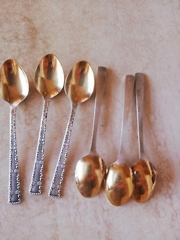 acar naboru satilir: Qızılı örtüklü çay qaşıqları dəsti - Sayı: 6 ədəd (eyni naxışlı dəst) — 2
