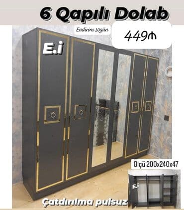 qapı kantı: Açılan, 6 qapı Dolab-asılqan — 1
