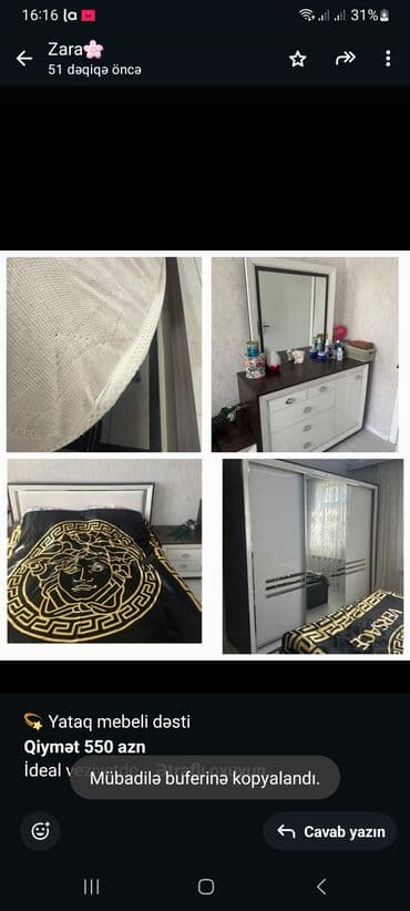taxt doşeyi: 💫 Yataq mebeli dəsti *Qiymət 550 azn* İdeal veziyetde Dolab + taxt — 1