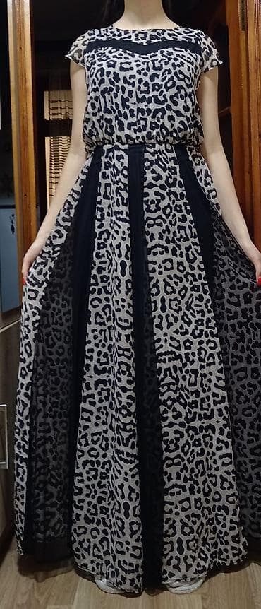 don formalari: Leopard naxışlı maxi don - Uzun, geniş ətəkli model – yerişdə — 2
