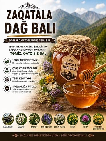 qida termosu: Zaqatala Dağ Balı – dağların təbiətindən toplanmış təbii bal Məhsul — 1