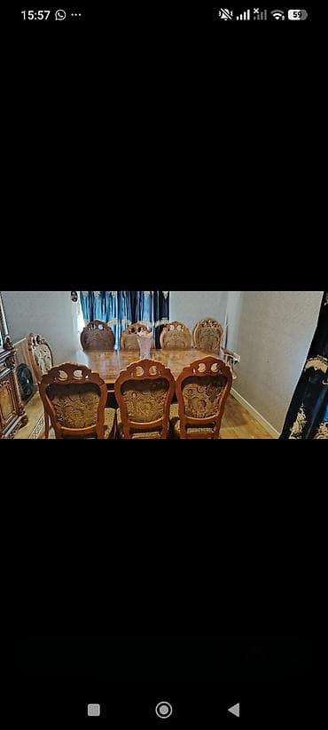 balkon stul: Açılan masa dəsti . 220 AZN. 8 stulu var Stulların təmirə ehtiyacı — 3