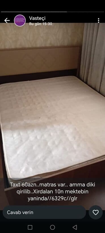 taxt döşekleri: Taxt + matras - Ölçü: ikinəfərlik (şəkildəki model) - Başlıqlı taxta — 1