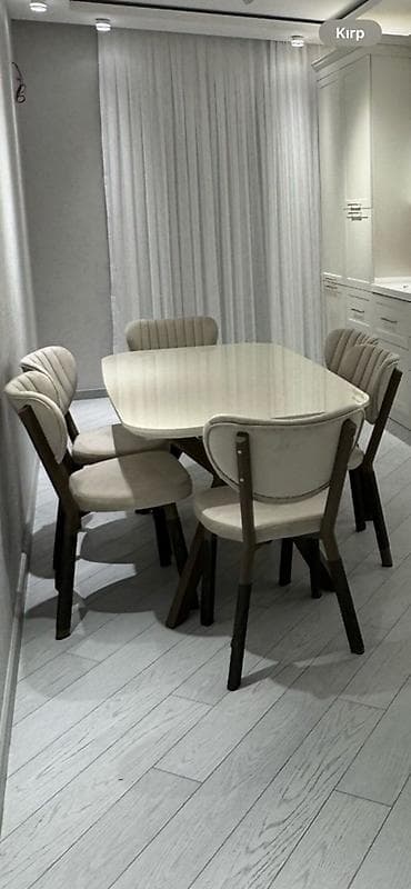 kuxna stol: Mətbəx üçün, Açılmayan, Oval masa, 6 stul — 1