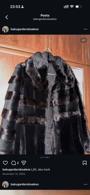 Другая женская одежда: L/XL ölçü qara kürk - Model: uzun kürk palto - Rəng: dərin qara - — 3