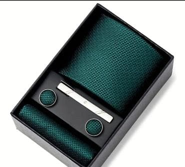 ideal baza: Kişilər üçün dəst – qalstuk, cib dəsmalı, manjet düymələri və qalstuk — 5