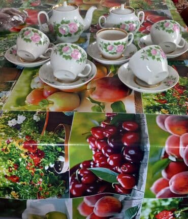 sud qabi: Çay dəsti, rəng - Göy, Farfor — 7