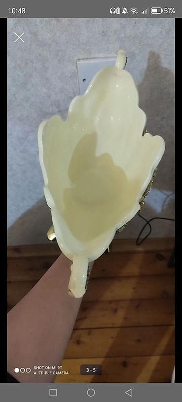 kubik daş: Dekorativ keramika meyvə/gül qabı – barokko üslubunda - Material — 3