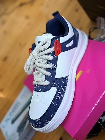 vozol 20k star: Uniseks gündəlik krossovkalar - Rəng: ağ/navy mavi, qırmızı — 1