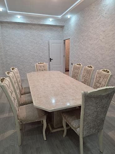 Masa və oturacaq dəstləri: Qonaq otağı üçün, Yeni, Açılan, Dördbucaq masa, 8 stul — 2