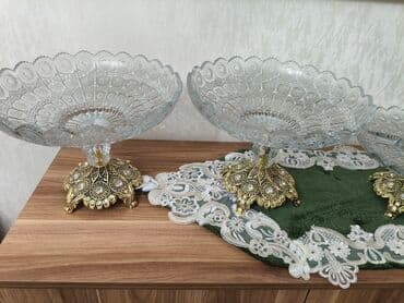 meyvə qablari: Şüşə meyvəqabı dəsti - 4 ədəd qaldırılmış ayaqlı meyvəqabı - — 3