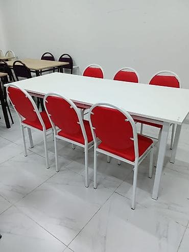 islenmis masalar: Qonaq otağı üçün, Yeni, Açılmayan, Dördbucaq masa, 6 stul — 3