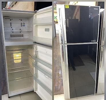 2 qapılı Toshiba Soyuducu Satılır, rəng - Qara, Təkərli