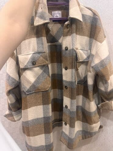 Qadınlar üçün qalın flanel köynək-gödəkçə (shacket) — qəhvəyi, bej və