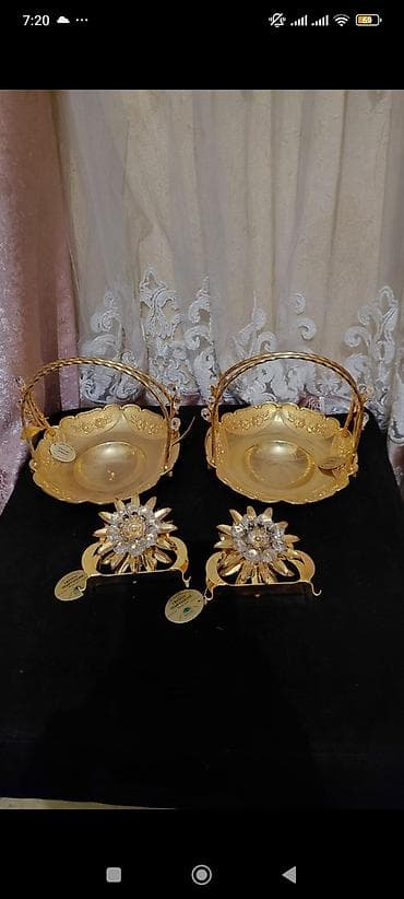 бра бронза: Klassik üslubda çoxşamlı şamdan - Material: metal (qızılı rəng — 2