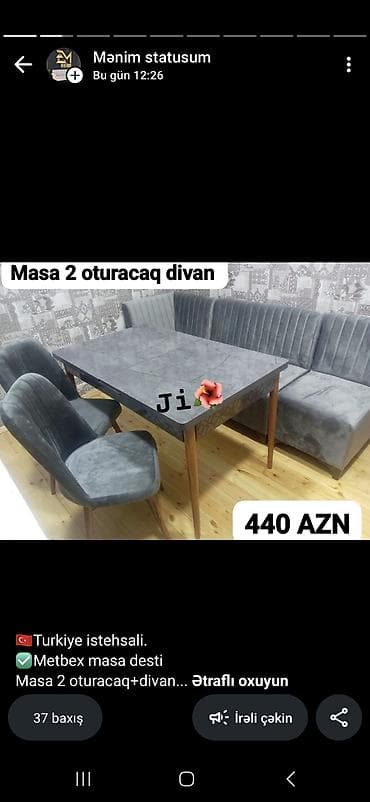 gence stol: Metbex masa dəsti – Türkiyə istehsalı Tərkib: - Masa - 2 ədəd — 1