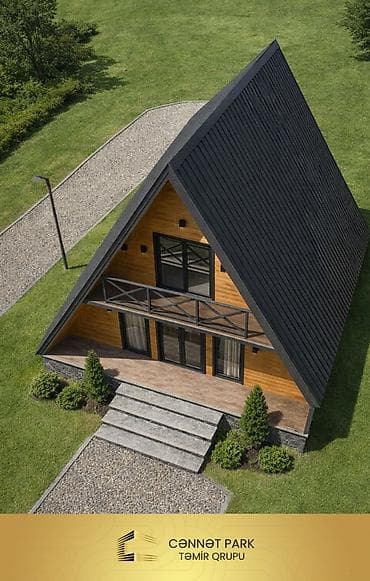 muasir ev temirleri: «Aura» A-Frame layihəsi: ▸ 60 m² — 1 yataq otağı, zal, studio — 2