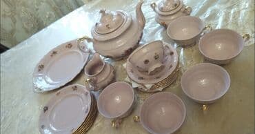 Çay dəsti, rəng - Çəhrayı, Farfor, 6 nəfərlik, Çexiya