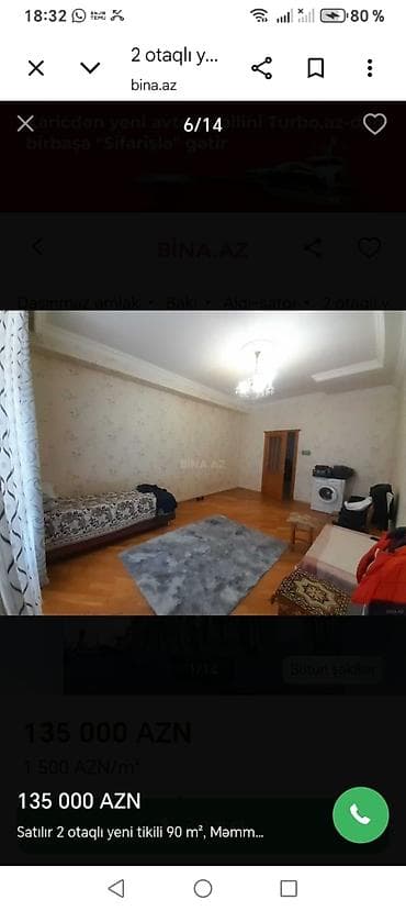 qarayev 3 otaqli evler: 2 otaqlı, Yeni tikili, 90 kv. m — 9