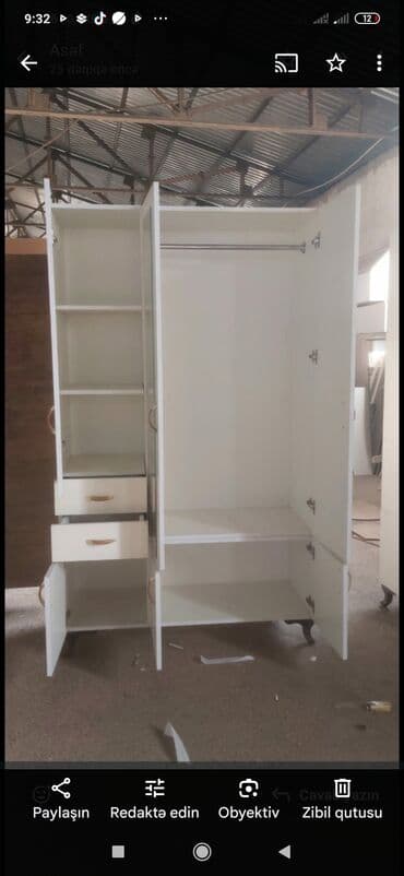 metbex şkafi: Yeni, Açılan, 3 qapılı Düz dolab, Qarderob, paltar dolabı — 28