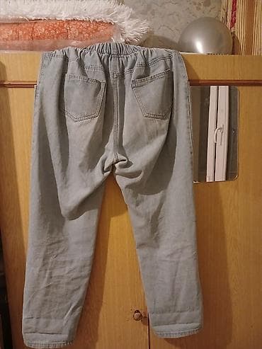 kargo şalvar: Açıq mavi rəngli cins şalvar - Model: rahat kəsim, yüksək belli - Bel — 2