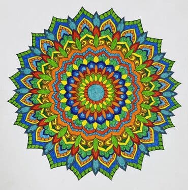 Rəngli Mandala Rəsmi – əl işi - Üslub: mandala/ornamental kompozisiya