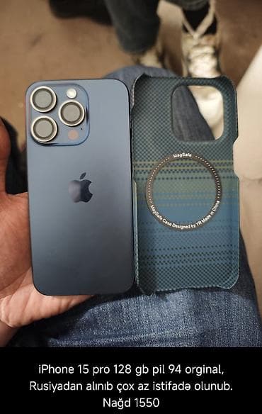 IPhone 15 Pro, 128 GB, Simsiz şarj, Face ID