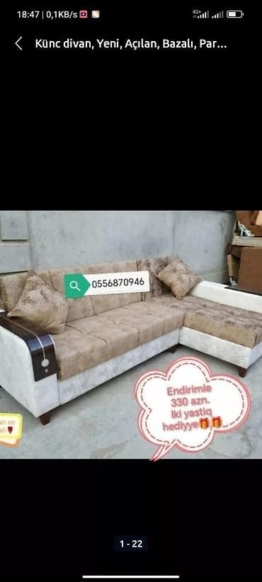 iqlavoy divan: Künc divan, Yeni, Açılan, Bazalı, Parça, Şəhərdaxili pulsuz çatdırılma — 7