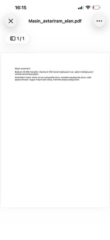 qəzalı avto: Maşın axtarıram! Büdcə: 10 000 manat. Hazırda 2 100 manat nağd məbləğ — 1