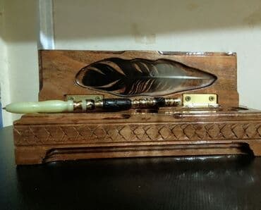 Məişət kimyəvi maddələri: Taxta oyma qələm dəsti - Material: Tam ağacdan hazırlanmış, əl oyma — 1