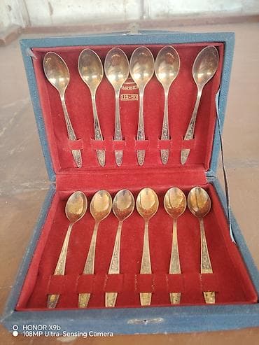 zer sekilleri: Məhsul: Dekorativ naxışlı kiçik qaşıq dəsti - Tərkib: 12 ədəd kiçik — 1