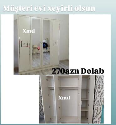 anteroom üçün dolaplar: Yeni, Açılan, 4 qapılı Düz dolab — 1