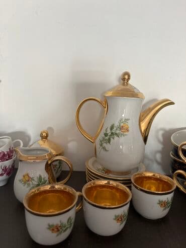 kahla made in gdr: Qəhvə dəsti, rəng - Ağ, Kobalt, Bohemia, 6 nəfərlik, Almaniya — 3