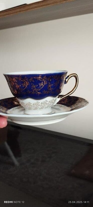 komputer servis: Çay dəsti, rəng - Göy, Farfor, 6 nəfərlik — 4