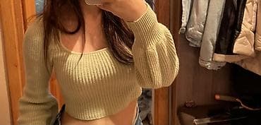 payiz donlari: Qadın sviteri – qısa modellı, trikotaj - Model: q crop sviter - Rəng — 1