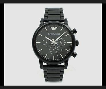 tek qas uzuk: Qol saatı, Emporio Armani, rəng - Qara — 1