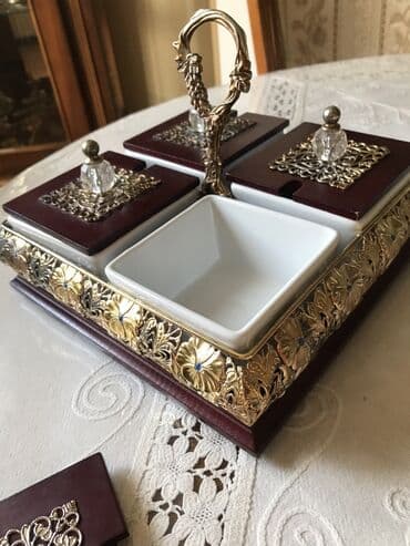 dekorativ divar daşları: Konfet qabi dord otsekli ela veziyyetde,yeni dekor qabi qutusunda — 2