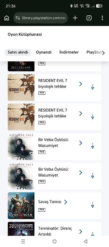 ps5 islenmis: PlayStation hesabında geniş oyun kitabxanası Tərkib: - PS5 və PS4 — 9