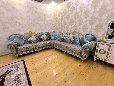 Ev üçün mebel: Künc divan, Yeni, Açılmayan, Vеlur parça, Pulsuz çatdırılma — 2