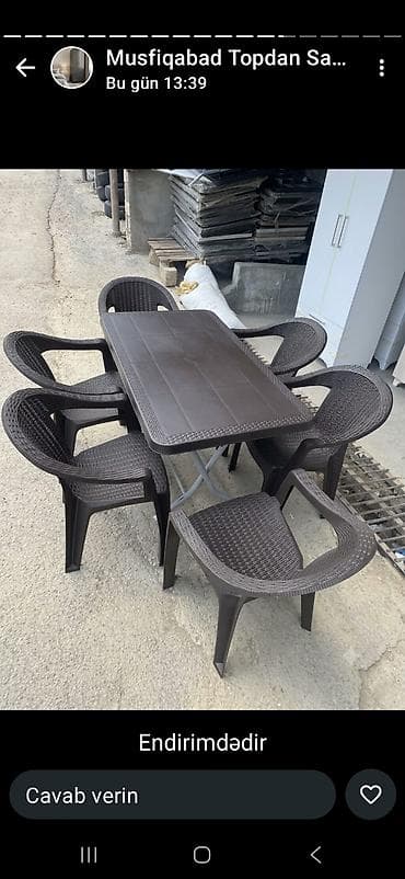 merbex masa: Plastik bağ-balkon dəsti – 1 stol + 6 stul - Rəng: tünd qəhvəyi - — 1